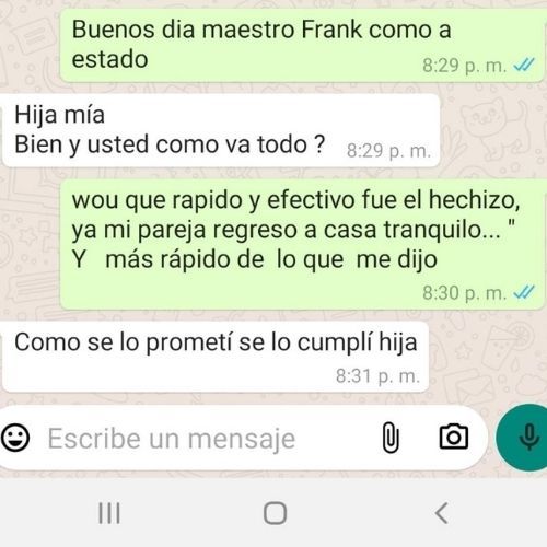 Testimonio de hechizos efectivos